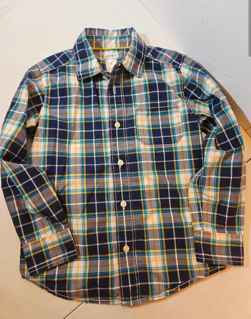 Carter's cotton striped plaid button down shirt Size 5